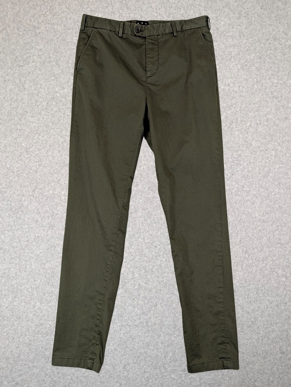 Asket The Slim Chino Men's 32X34 Olive Green Stretch Flat Front Pants Fit